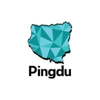 map of Pingdu design template with colorful geometric style, national borders and important cities illustration design vector