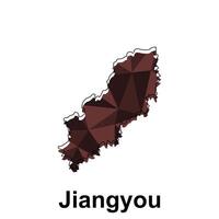 Jiangyou City map, map of China Country polygon style geometric simple design template, map on white background vector