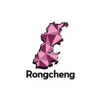 Rongcheng City map, map of China Country polygon style geometric simple design template, map on white background vector