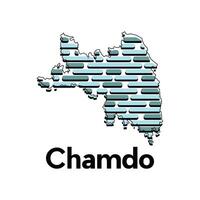 Map City of Chamdo Tech Design, modern technology connection logo design template vector
