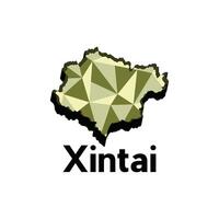 Xintai City map, map of China Country polygon style geometric simple design template, map on white background vector