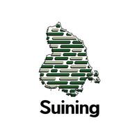 Map of Suining City, map technology with outline style modern design template, China map suitable for your company vector