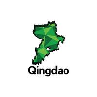 Qingdao City map, map of China Country polygon style geometric simple design template, map on white background vector