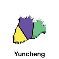 Map of Yuncheng City, map technology with outline style modern design template, China map suitable for your company vector