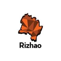 Rizhao City map, map of China Country polygon style geometric simple design template, map on white background vector