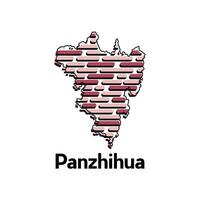 Map of Panzhihua City, map technology with outline style modern design template, China map suitable for your company vector