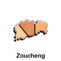 Map City of Zoucheng, template with outline graphic sketch style isolated on white background vector