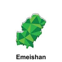 Emeishan City map, map of China Country polygon style geometric simple design template, map on white background vector