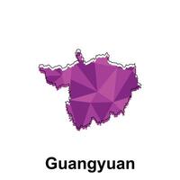Guangyuan City map, map of China Country polygon style geometric simple design template, map on white background vector