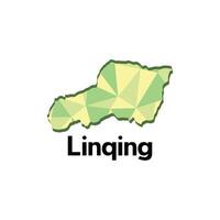 map of Linqing design template with colorful geometric style, national borders and important cities illustration design vector