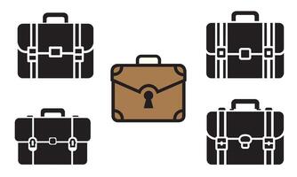 Briefcase icon set flat style design. Briefcase silhouette isolated on white background. vector
