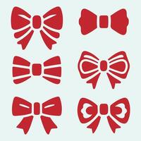 Red bow icon set. Various shapes and styles suitable for gift wrapping, decoration, or design elements. vector