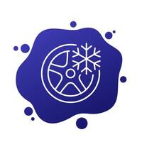 winter snow tire line icon, vector