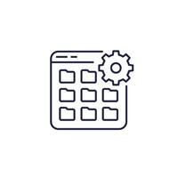 file management line icon with folders vector