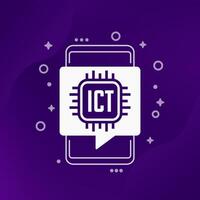 ICT, Information and communications technology icon with a smart phone vector