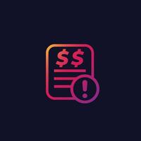 Invoice payment error icon vector