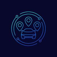 carpool line icon with a car vector