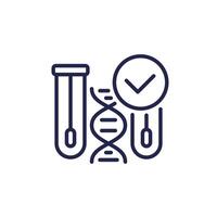 dna swab tests line icon with a check mark vector