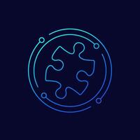 puzzle piece icon in linear design vector