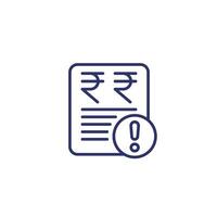 Invoice payment error line icon on white vector