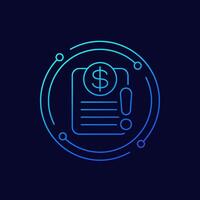 Invoice payment error icon, linear design vector