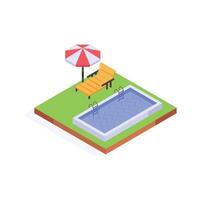 Modern isometric icon of swimming pool, ready to use vector