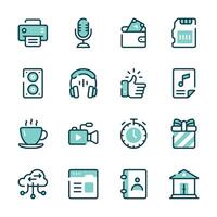 This image displays a collection of icons, representing various digital tools and services vector