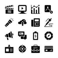 A collection of simple icons representing various business and communication tools vector
