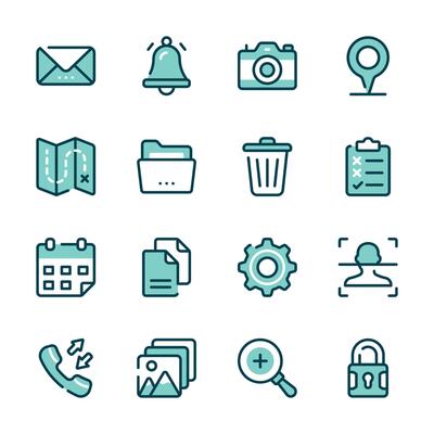 A collection of modern icons representing essential web application tools