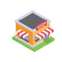 A commercial building, shop in isometric design style vector