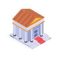 An editable isometric icon of bank building in modern style vector