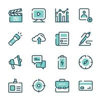 A collection of simple icons representing various business and communication tools vector