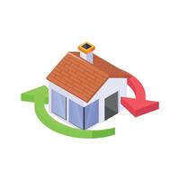 A home with a circular arrow symbolizing renovation or upgrade vector