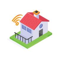 A modern house with a Wifi signal indicating smart home technology vector