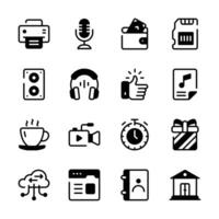 This image displays a collection of icons, representing various digital tools and services vector