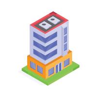 Get this amazing icon of commercial building in isometric style vector