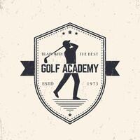 Golf Academy vintage emblem, badge with golf player swinging golf club, illustration vector