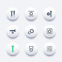 settings, configuration, development modern round icons, illustration vector