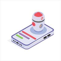 Compact AI medical robot integrated into a smartphone device vector