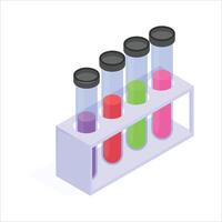 Rack of test tubes for medical experiments and lab work vector