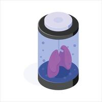 Bio container preserving lungs for medical research and analysis vector
