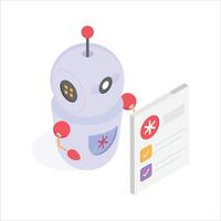 Chatbot robot managing patient health data and medical report vector