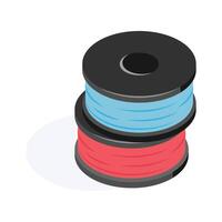 Durable filament spools in various colors for 3D printer usage vector
