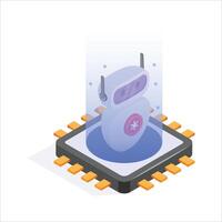 AI integrated chip for enhancing robotic medical functionalities vector