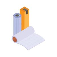 Rolls of blueprint paper used for technical and architectural designs vector