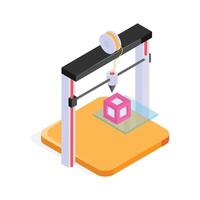 3D printer creating objects with precision and advanced technology vector