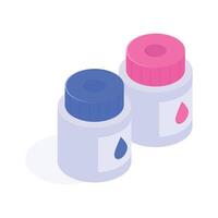 Colored ink bottles for use in large format printers or copiers vector