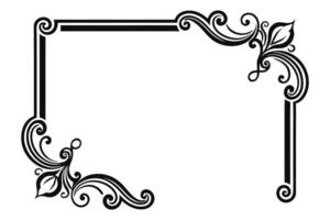 a black and white square frame with a scroll design vector