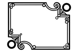 a black and white drawing of a frame with a scroll vector