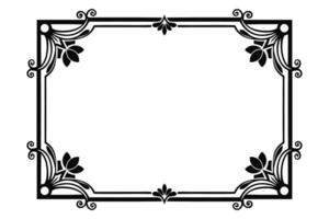 a black and white square frame with flowers vector